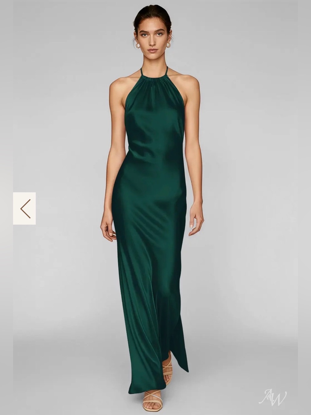 Emerald Green Satin Halter Maxi Dress